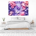 thumbnail image 3 of Mudket Paper Art Pink and Purple Flowers with Butterflies Canvas Wall Art, Floral Wall Decor, Framed Ready to Hang Artwork for Living Room Bedroom - 12"L x 8"W, 3 of 10