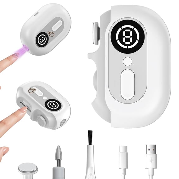 Electric Nail Clipper for Seniors & Babies - 4-in-1 Safety Fingernail Trimmer with 2 Speeds, Magnetic Cover, USB Rechargeable - Nail Scraps Catcher for Kids, Adults, Men, Caregivers (White)