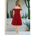 thumbnail image 4 of KISSMODA Girls Dress Casual Round Neck A Line Ruffle Sleeve Knee Length Dresses 4-13 Years, 4 of 4