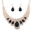 thumbnail image 2 of MesaSe 2Pcs Teardrop Rhinestone Statement Bib Necklace  Earrings Bridal Jewelry Gift, 2 of 6