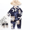 thumbnail image 3 of JAJAHO Baby Boys Girls 2 Piece Outfits Silk Satin Home Clothes Set Long Sleeve Button Down Shirt And Long Pants Cartoon Animals Matching Set 0-4T Stylish Outfit, 3 of 3