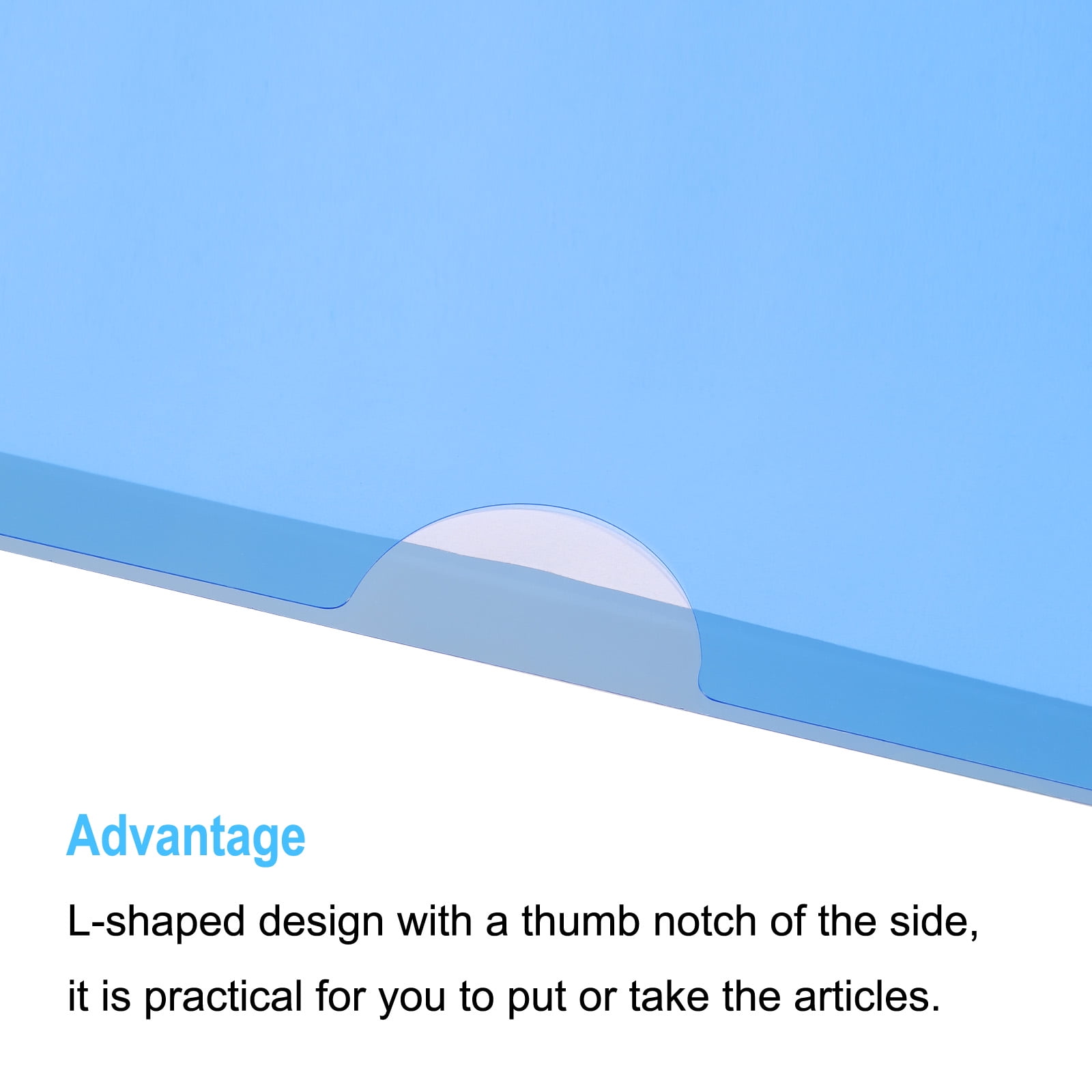 Unique Bargains L Type Folders File Project Pocket Paper Document Jacket Sleeve for Office Blue