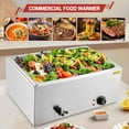 thumbnail image 4 of HELLONE Electric Commercial Food Warmer, 21 QT Full Pan Steam Table Stainless Steel Bain Marie Countertop Soup Station with Temper Control Drainage Faucet & Lid for Parties Buffet Catering, 4 of 6