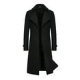 thumbnail image 5 of comerut Men Overcoat Double-breasted Slim Fit Mid Length Long Sleeve Thick Windproof Warm Soft Solid Color Cardigan Buttons Lapel Men Long Coat, 5 of 7