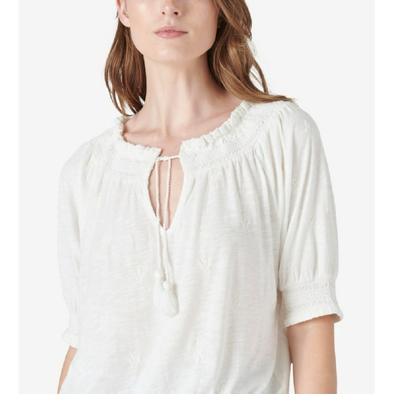 Lucky Brand Women s Tie Front Peasant Top White Size XX Large Walmart