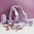 thumbnail image 2 of Light Purple Corduroy Dog Collar And Leash Set With Custom Engraved Nameplate, 2 of 17
