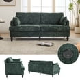 thumbnail image 2 of 68" Wide Mid-Century Modern Loveseat Sofa Couch with Wood Legs & Storage Bag, 2 Seater Sofa Couches with LED Light, USB Charging Port, for Living Room, Dorm, Bedroom, Apartment, Emerald, 2 of 9