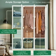 Gymax Portable Closet Clothes Foldable Armoire Wardrobe Closet w/8 Cubes Hanging Rods