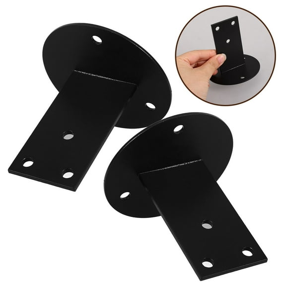 Milisten Black Metal Handrail Brackets 2-Pack, Heavy Duty Wall Mount Support, 3.3 x 3.1 x 3.1 Inches