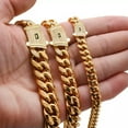 thumbnail image 2 of 6-14mm Hip Hop Stainless Steel Miami Cuban Link Chain Necklace 18K Gold Plated, 2 of 7