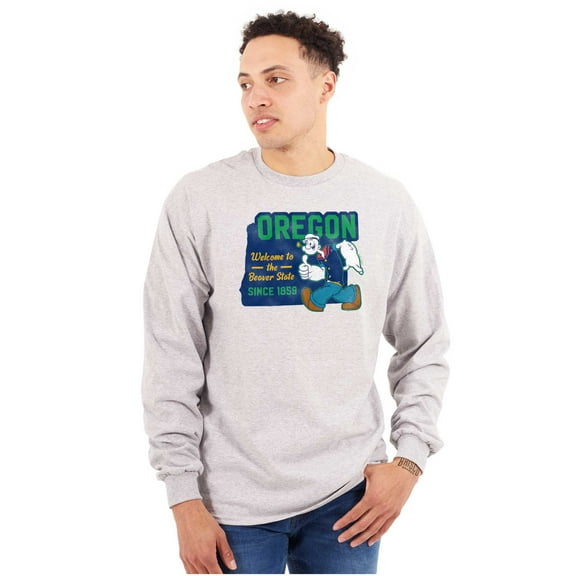 Popeye Oregon Pacific Northwest State Long Sleeve TShirt Men Women Brisco Brands S