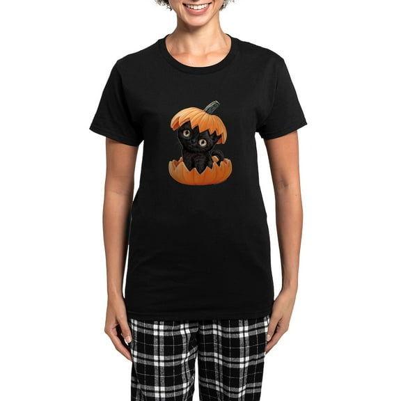CafePress - PD Moreno's Halloween Black Ki - Women's Short Sleeve Print T-Shirt and Pants Dark Cotton Pajama Set