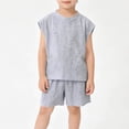 thumbnail image 7 of Vornjynx Boys Knitted Outfit Sets Sleeveless Tank Tops and Shorts Kids Summer Active Casual Clothes 2 Piece Blue Size 7, 7 of 7