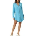 thumbnail image 2 of INSPIRE CHIC Chemise de Nuit à Manches Longues pour Femme, Col à Revers Cranté, Boutonnée, S Bleu Ciel, 2 of 6