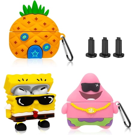 [3 Pack] Funny AirPods Pro Case, 3D Cartoon Character Silicone Case for Airpod Pro Case Cool Kawaii Air Pods Pro Cover