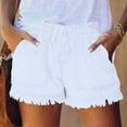 thumbnail image 1 of Pantalones cortos de cintura alta elástica para mujer, pantalones cortos de mujer con dobladillo de borla, pantalones cortos casuales de verano, pantalones cortos casuales para mujer, rendimiento sólido, 1 of 6