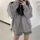 thumbnail image 5 of Lucyever-Sudadera con capucha para mujer, abrigo gris con cremallera, ropa de calle Harajuku, chaqueta con capucha de gran tamaño, sudaderas Retro de Color sólido, otoño, 5 of 5