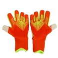 thumbnail image 1 of Guantes de portero de fútbol para hombre y mujer, de látex y nailon, antideslizantes, transpirables, con protección para los dedos, para entrenamiento y competición, color naranja, talla 6, 1 of 14