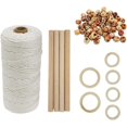 thumbnail image 1 of Kit de macramé Cordón de algodón de 3 mm Anillos de madera Cuentas de madera y palos Juego de cordón de macramé, 1 of 4