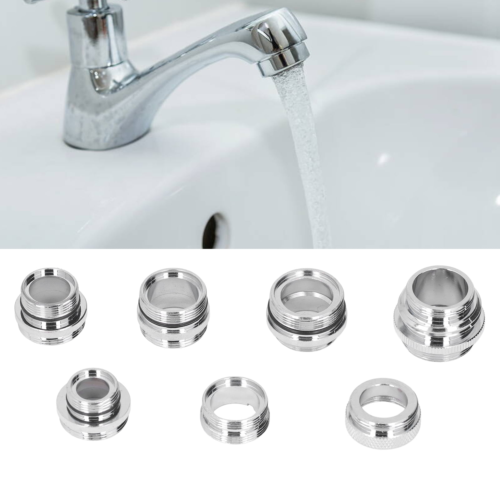 EZSPTO 7Pcs/Set Male Female Faucet Adapter Kit with Gasket Brass
