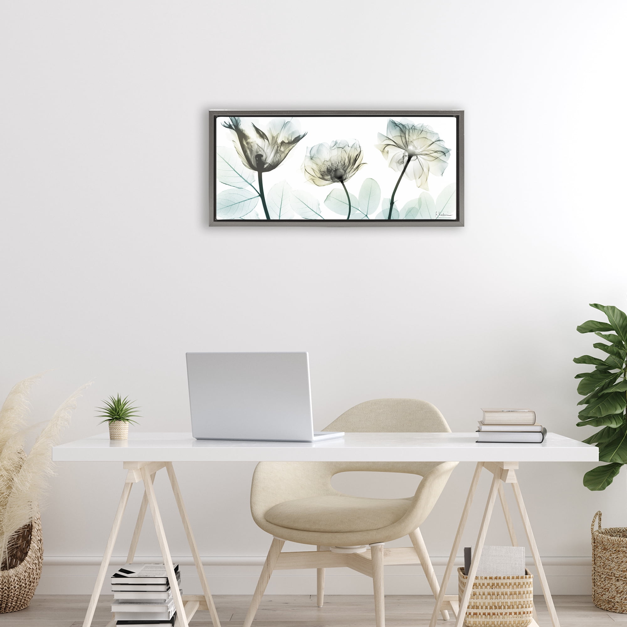 Stupell Industries Jewel of Passion Flowers Gray Framed Floater Canvas Wall Art, design by Albert Koetsier
