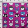 thumbnail image 3 of oneOone Cotton Poplin Twill Fuschia Pink Fabric Cute Animal Face Pattern Sewing Fabric By The Yard Printed Diy Clothing Sewing Supplies 56 Inch Wide, 3 of 6