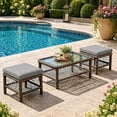thumbnail image 1 of AECOJOY 3-Piece Rattan Patio Conversation Set with 2 Ottomans, and a Central Table, Dark Gray, 1 of 5
