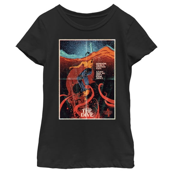 Netflix Girl's Stranger Things Retro The Dive Poster Graphic T-Shirt