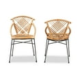 thumbnail image 2 of Baxton Studio Pro Modern Bohemian Natural Brown Rattan and Black Metal 2-Piece Dining Chair Set, 2 of 7