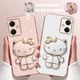 thumbnail image 2 of Plating Hello Kitty Case for Xiaomi Redmi Note 12 Turbo 12S 11 Pro 11s 10s 10 9 8 9s 12C 13C A1 K50 K60 Ultra Holder Stand Cover, 2 of 5