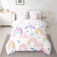 thumbnail image 2 of Homewish Cartoon Rainbow 7pcs Bedding Comforter Set For Kids Boys Girls,Kawaii Stars Print Queen Bedding Sets Super Cozy,Dreamy Princess Queen Sheet Sets,Microfiber Bedroom Decor,Reversible, 2 of 8