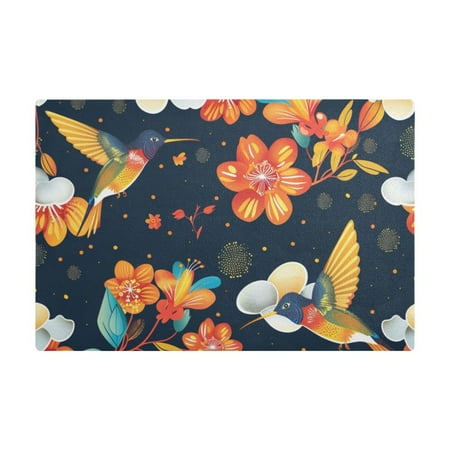 

Dish Drying Mat Microfiber Kitchen Dish Pad Counter Absorbent Drainer Rack 12 x18 Hummingbirds and Flowers