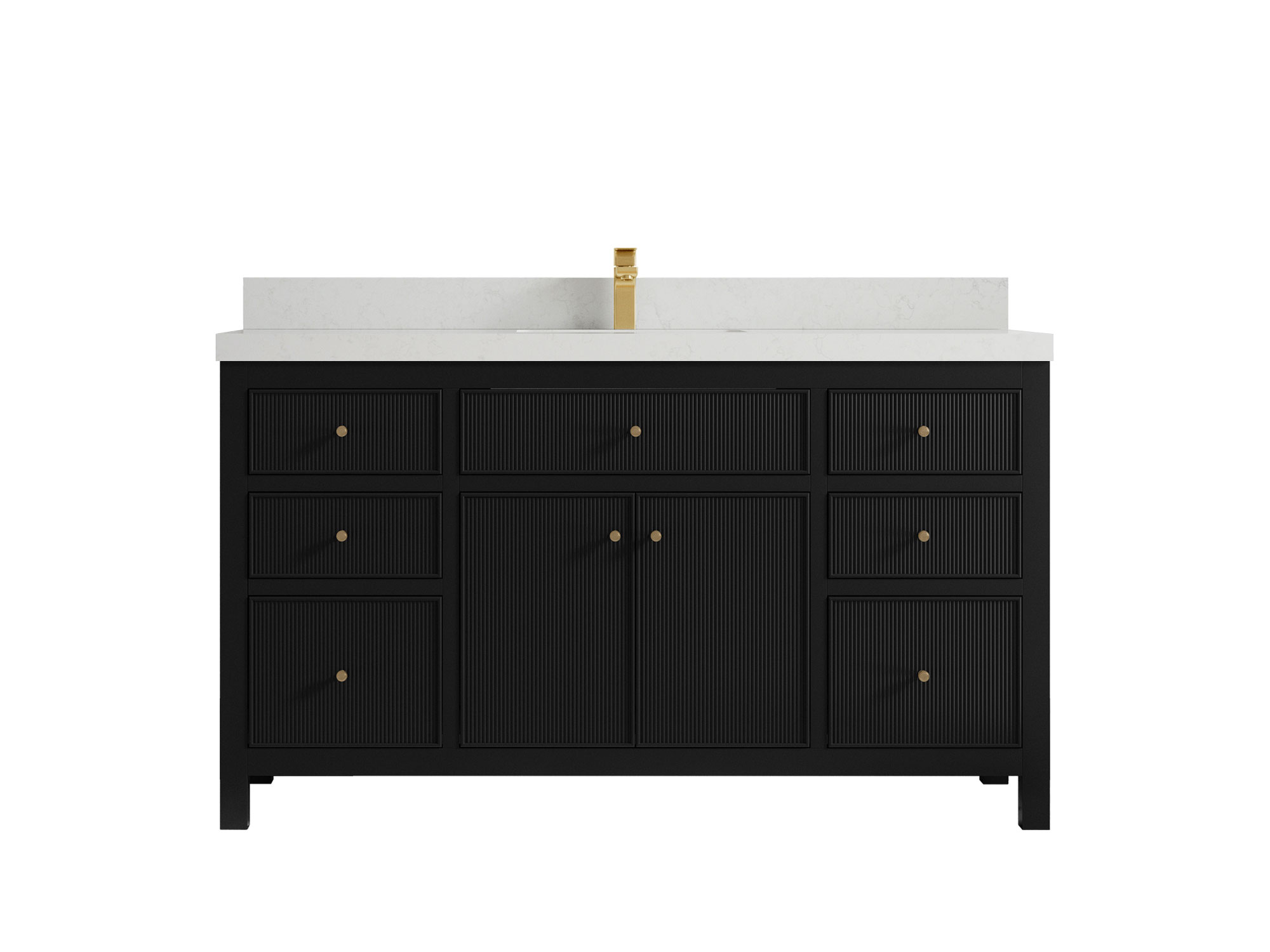 Sonoma 60 in W x 22 in D Free Standing Reeded Single Sink Bathroom