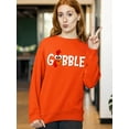 thumbnail image 2 of Gobble Thanksgiving Dinner Funny Turkey Face Crewneck Sweatshirt, XL, Orange, 2 of 6