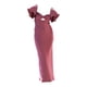 thumbnail image 1 of Vestido largo ajustado de manga corta y color liso para mujer - Vestido de cóctel informal - Material de poliéster - Tallas S/M/L/XL, 1 of 6
