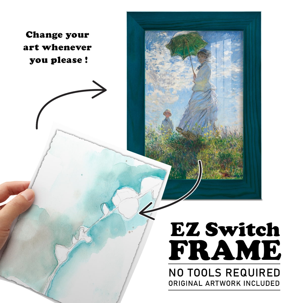 Ginkgo on Dusty Teal VII - Framed Print w/glass - Ocean Blue