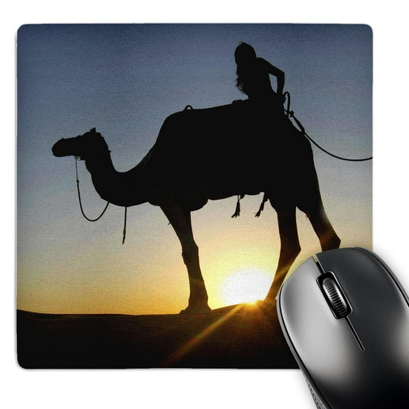 3dRose, Desert safari is an exhilarating way of discovering Dubais natural beauties Camel ride at sunset , MousePad