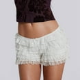 thumbnail image 2 of DHFJKG Women's Lace Shorts Low Rise Sexy Solid Color Ruffle Hem Summer Hot Pants Beach Vacation Clothes Trendy Bottoms, 2 of 7