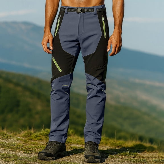 Nmnitkp Mens Hiking Pants,Light Weight Cargo Outdoor Breathable with Multi Pockets, Casual Quick Dry Waterproof Fishing Pants Gray,L