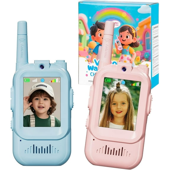 Video Walkie Talkies for Kids 2 Pack with HD Camera, Auto Pairing Simplicity,USB-C Rechargeable Toy Radios with Voice Changer & Real-Time Video Chat, Long Range Walkie Talkies for Boys Girls Ages 3-1