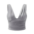 thumbnail image 3 of MESSUEN Tank Top for Women Corset Tops for Women Going Out V-neck Crop Casual Solid V-neck Sleeveless Fold Vest Splice Fit Tank Short Tops Womens Top Tops for Women Trendy Summer Gray XL, 3 of 9