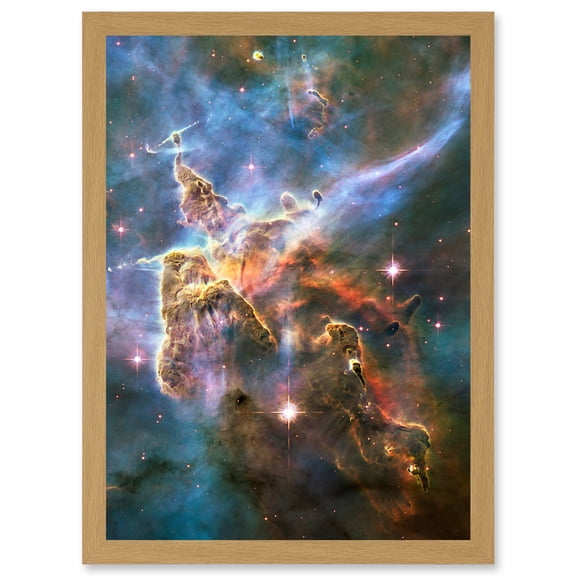 Hubble Space Telescope Landscape Carina Nebula Cosmos Artwork Framed Wall Art Print A4