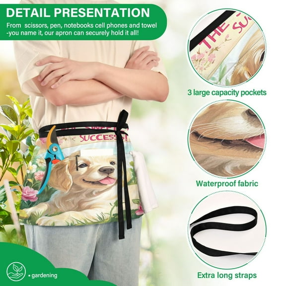 YAZAOO Aprons with Pockets for Server Aprons with 3 Pockets Water Resistant Half Waist Apron The Sweet Essence Of Achievement