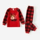 thumbnail image 4 of Conjunto de pijamas navideños familiares a juego con cuadros bordados de renos, pijamas de forro polar grueso (resistentes al fuego), 4 of 5