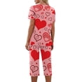 thumbnail image 6 of Garbnen Women Valentine Pajamas Set V Neck Short Sleeve Sleepwear Topand Capri Pants Love Heart Graphic Women's 2 Piece Pajama Sets with Pockets, 6 of 7