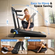 YPOO Foldable Treadmill with Incline, 2.5HP Portable Walking Pad with Handle for Home Office, LED Display, Remote Control and 300 lbs Capacity