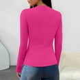 thumbnail image 5 of ClodeEU Women's Crewneck Long Sleeve Slim Soft Knit Pullover，Casual Fall Stretchy T Shirts Hot Pink,Womens Plus L, 5 of 9