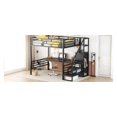 thumbnail image 6 of DreamBuck Full Size Loft Bed with Desk, Metal Loft Beds with Convertible Stairway and Built-in Wardrobe, Multifunctional Loft Bed for Teens Adults, Space-Saving Loft Bed for Bedroom, Dorm, Black, 6 of 13
