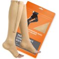 thumbnail image 1 of Chaussettes de Compression à Fermeture Éclair, 2 Paires de Bas de Compression à Bout Ouvert pour Hommes Femmes, Xx-Large, 1 of 5