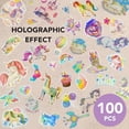 thumbnail image 2 of 100Pcs Holographic Fioled Unicorn Stickers Decorative Adhesive Watercolor Scrapbooking Supplies Journaling for Adults Card Making Scrapbook Materials Craft Daily Planner$$Art & Craft, 2 of 8